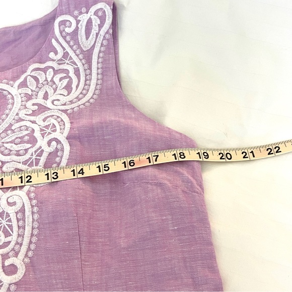 Talbots Embroidered Linen/Cotton Shift Dress - Size 8 - Picture 7 of 9